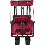 VEVOR Collapsible Wagon with Removable Canopy, 220lbs Heavy Duty Foldable Beach Wagon with Big Wheels, Folding Outdoor Utility Wagon Garden Cart with Adjustable Push Pulling Handles