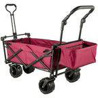 VEVOR Collapsible Wagon with Removable Canopy, 220lbs Heavy Duty Foldable Beach Wagon with Big Wheels, Folding Outdoor Utility Wagon Garden Cart with Adjustable Push Pulling Handles