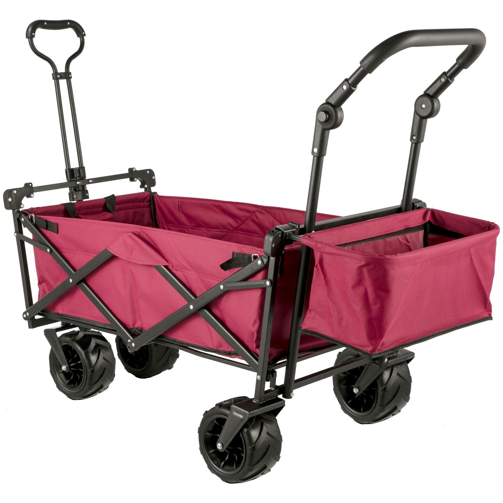 VEVOR Collapsible Wagon with Removable Canopy, 220lbs Heavy Duty Foldable Beach Wagon with Big Wheels, Folding Outdoor Utility Wagon Garden Cart with Adjustable Push Pulling Handles