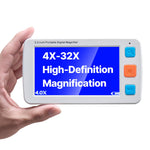 VEVOR Portable Digital Magnifier, 127mm HD Electronic Video Magnifier for Low Version, 4X - 32X Zoom Electronic Reading Aid with 17 Color Mode, AV Output, Foldable Handle & 5-Level Screen Brightness