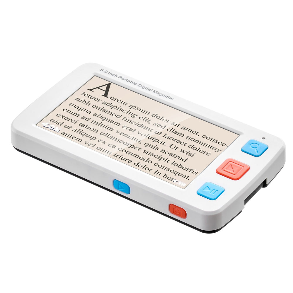 VEVOR Portable Digital Magnifier, 127mm HD Electronic Video Magnifier for Low Version, 4X - 32X Zoom Electronic Reading Aid with 17 Color Mode, AV Output, Foldable Handle & 5-Level Screen Brightness