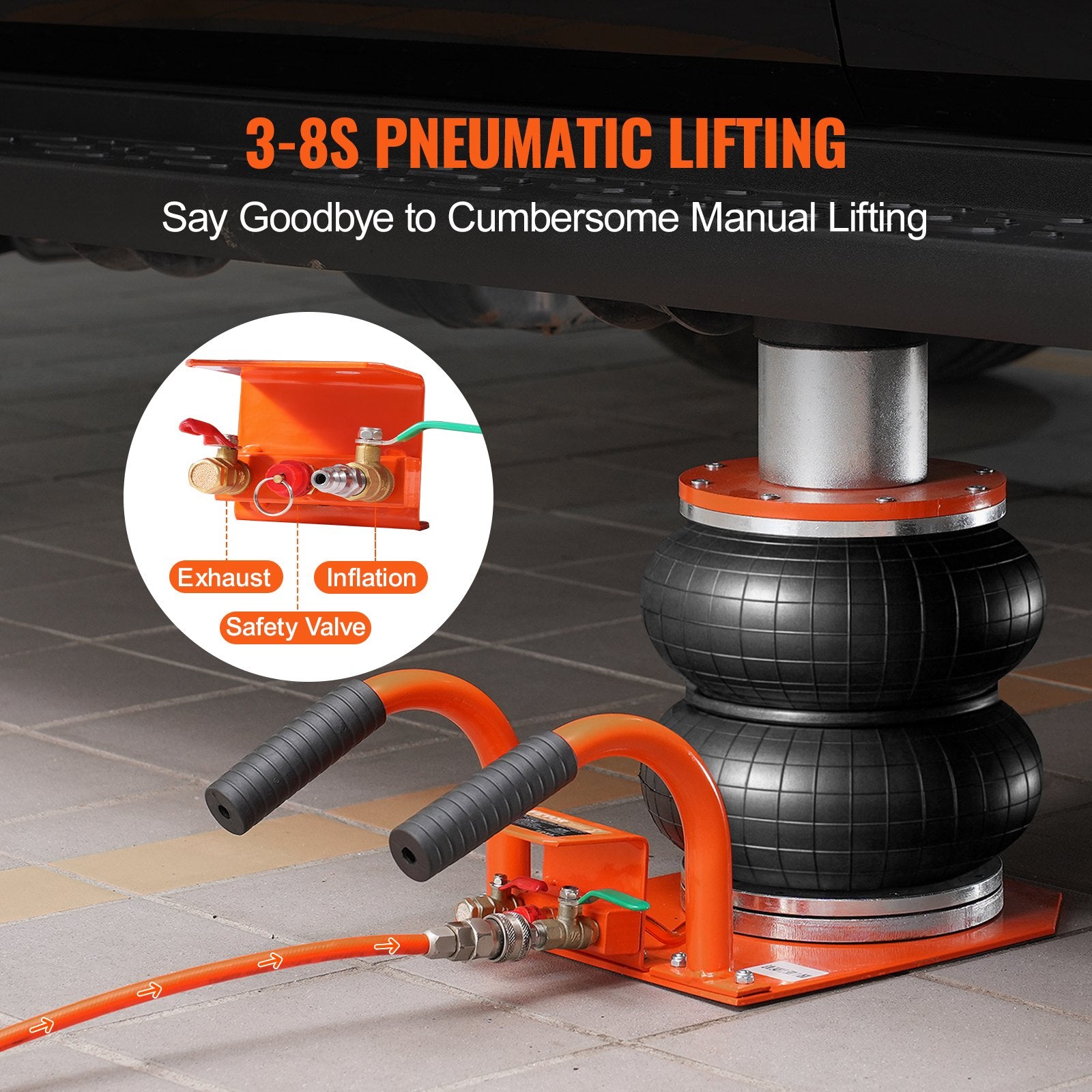 VEVOR Air Jack 3 Ton/2993.7 kg Pneumatic Jack with Heightened Column for Sedan