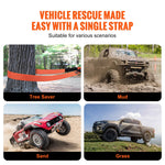 VEVOR Polyester Heavy Duty Tow Strap Recovery Kit 3" x 30 ft/7.6 cm x 9.1 m (MBS-36,000 lbs/16,329 kg) Winch Strap, Triple Reinforced Loop, Snatch Strap + 2" (5.1 cm) Shackle Hitch Receiver + 3/4" (1.9 cm) D-Ring Shackles (2PCS) + Storage Bag