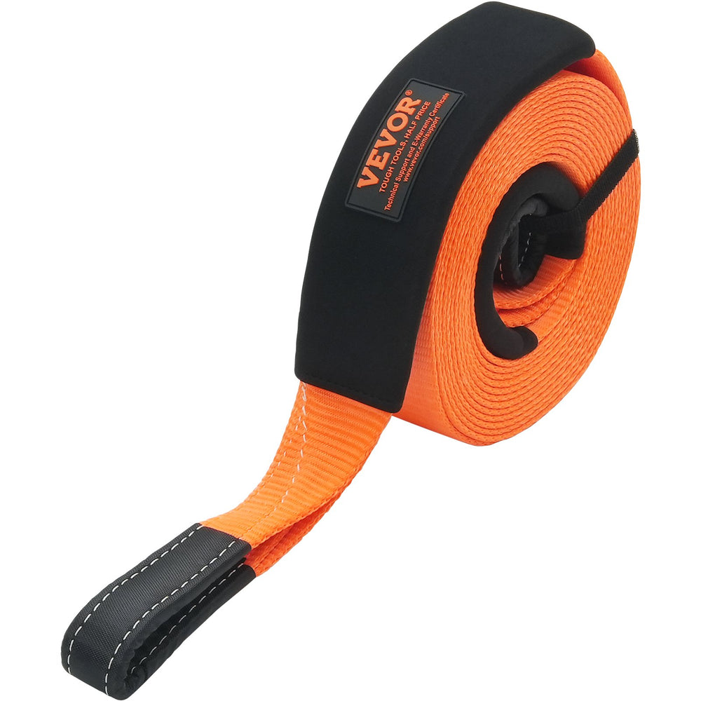 VEVOR Polyester Heavy Duty Tow Strap Recovery Kit 3" x 30 ft/7.6 cm x 9.1 m (MBS-36,000 lbs/16,329 kg) Winch Strap, Triple Reinforced Loop, Snatch Strap + 2" (5.1 cm) Shackle Hitch Receiver + 3/4" (1.9 cm) D-Ring Shackles (2PCS) + Storage Bag
