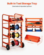 VEVOR Wire Spool Rack, 11 Rods, Multi-Spool Wire Rack Dispenser, Cable Caddy with Wheels, Cable Holder with Storage Tray for Wiring Storage, for Electrical, Industrial & Retail Use, Working Efficiency