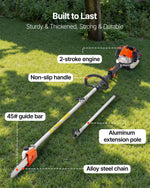 VEVOR Gas Pole Saw, 25CC 2 Stroke Gas Powered Pole Saws with 20.3 cm Cutting Bar, Cordless Tree Trimmer with 650ml Fuel Tank, 2 to 2.74 m Extendable, Powerful Chainsaw for Tree Trimming Pruning