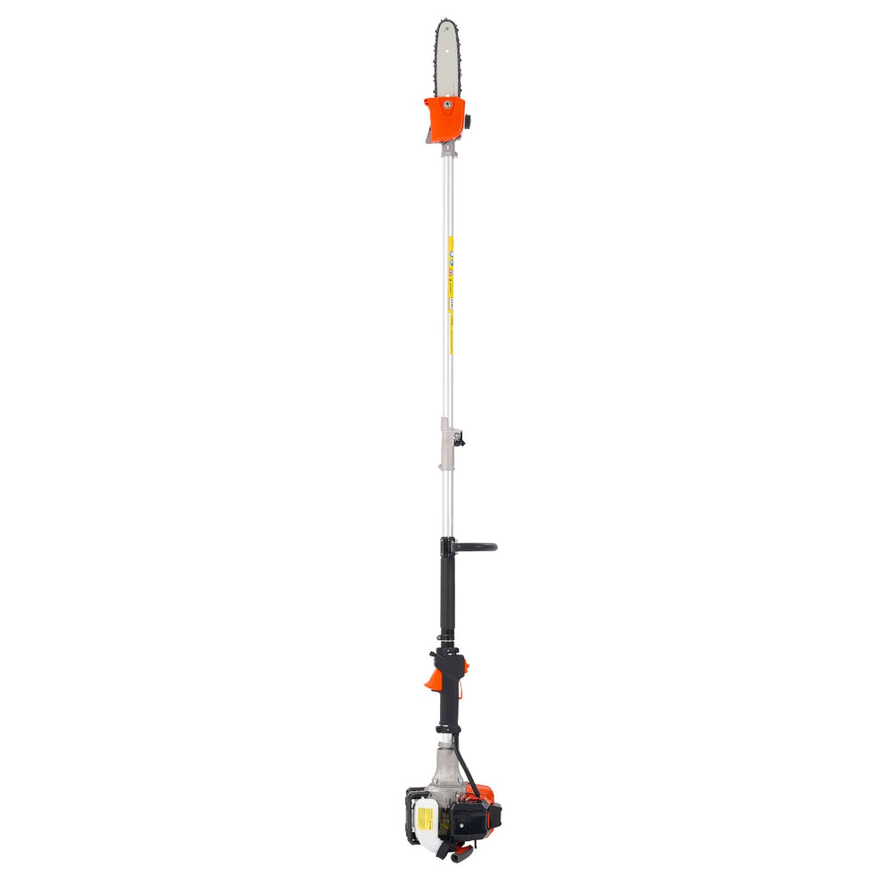 VEVOR Gas Pole Saw, 25CC 2 Stroke Gas Powered Pole Saws with 20.3 cm Cutting Bar, Cordless Tree Trimmer with 650ml Fuel Tank, 2 to 2.74 m Extendable, Powerful Chainsaw for Tree Trimming Pruning