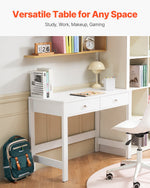 VEVOR Small Desk with Drawers, Kids Desk for Bedroom, Modern Simple Study Table for Drawing, Reading, Writing, Rectangle MDF Furniture Study Storage Table for Home, Office, White