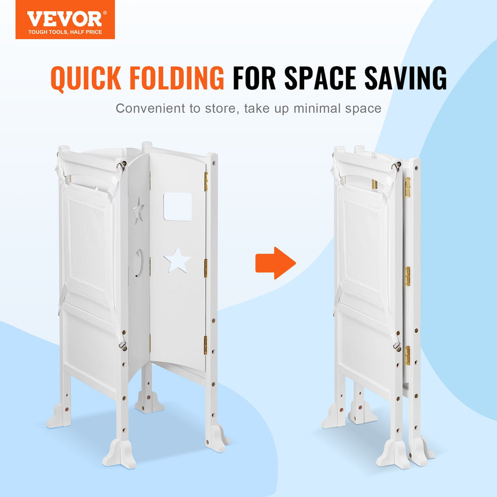 VEVOR Foldable Tower Step Stool for Toddler 3-Level Height 56.75 kg Loading White