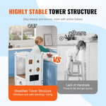 VEVOR Foldable Tower Step Stool for Toddler 3-Level Height 56.75 kg Loading White