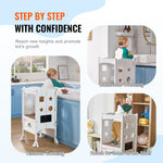 VEVOR Foldable Tower Step Stool for Toddler 3-Level Height 56.75 kg Loading White