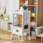 VEVOR Foldable Tower Step Stool for Toddler 3-Level Height 56.75 kg Loading White