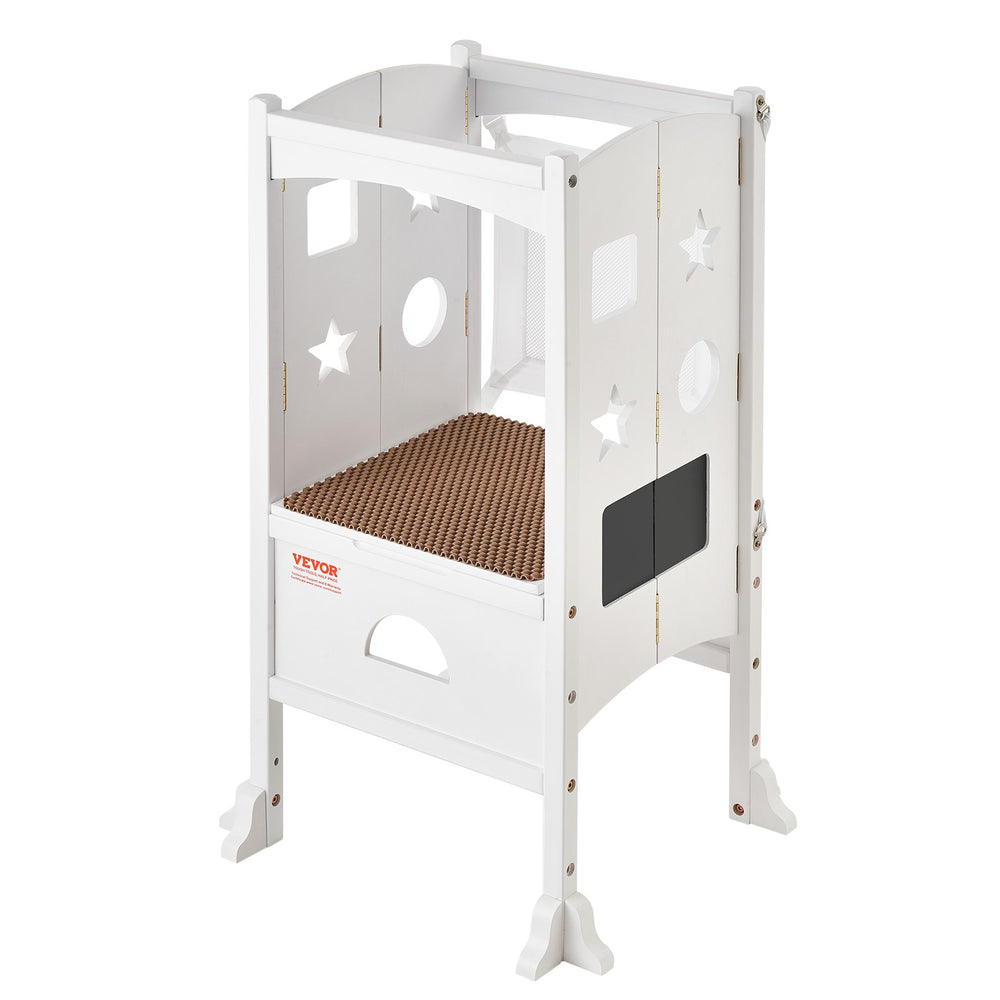 VEVOR Foldable Tower Step Stool for Toddler 3-Level Height 56.75 kg Loading White