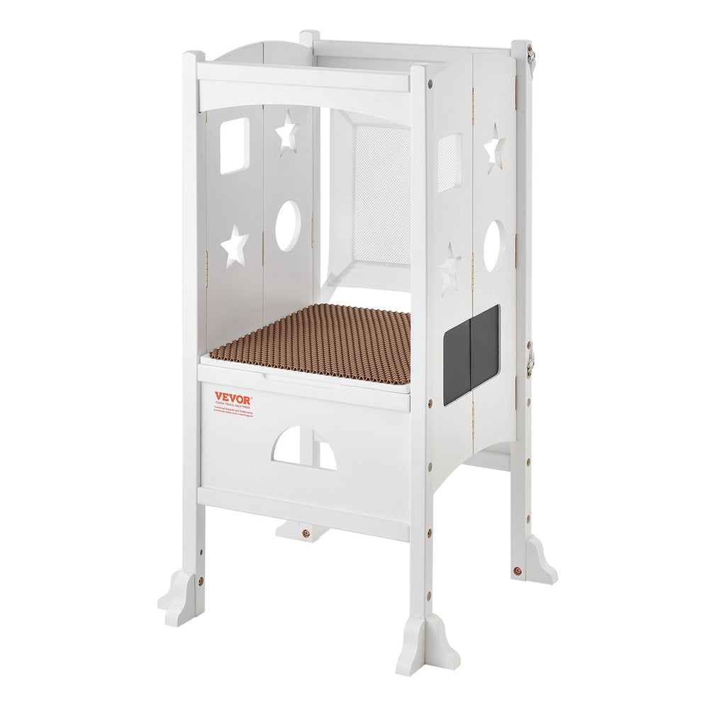 VEVOR Foldable Tower Step Stool for Toddler 3-Level Height 56.75 kg Loading White
