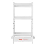 VEVOR Tower Step Stool for Kids and Toddlers, 3-Level Height Adjustable Toddler Kitchen Stool Helper, Bamboo Standing Tower Learning Stool with Safety Rail for Bedroom Bathroom, 350LBS Loading, White