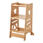 VEVOR Tower Step Stool for Kids and Toddlers, 3-Level Height Adjustable Toddler Kitchen Stool Helper, Bamboo Standing Tower Learning Stool with Safety Rail for Kitchen Counter Bathroom, 350LBS Loading