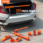 VEVOR 12 Ton Porta Power Kit, Portable Hydraulic Jack with 4.6 ft/1.4 m Oil Hose, Auto Body Frame Repair Kit with Storage Case for Car Repair, Truck, Farm