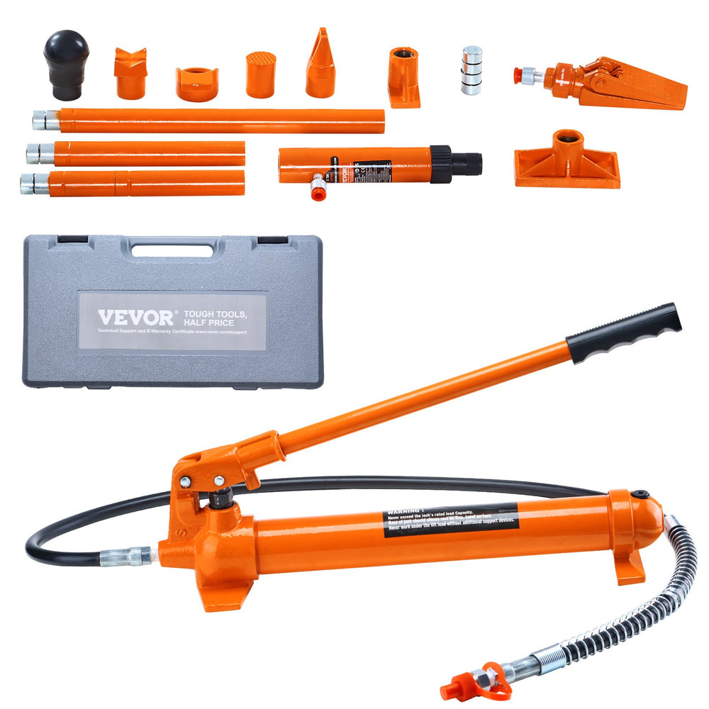 VEVOR 12 Ton Porta Power Kit, Portable Hydraulic Jack with 4.6 ft/1.4 m Oil Hose, Auto Body Frame Repair Kit with Storage Case for Car Repair, Truck, Farm