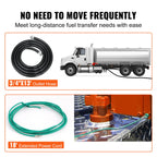 VEVOR Fuel Transfer Pump, 12V DC 16 GPM 1/4 HP, Gasoline Extractor Pump with Automatic Nozzle, Discharge Hose & Suction Pipe for Gasoline, Diesel, Kerosene, Ethanol & Methanol Blends, and Biodiesel