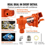 VEVOR Fuel Transfer Pump, 12V DC 20 GPM 1/4 HP, Gasoline Extractor Pump with Automatic Nozzle, Discharge Hose & Suction Pipe for Gasoline, Diesel, Kerosene, Ethanol & Methanol Blends, and Biodiesel