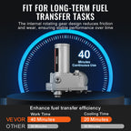 VEVOR Fuel Transfer Pump, 12V DC 57L/min(15 GPM) 149W(1/5 HP), Gear-Type Electric Diesel Transfer Pump with Auto Shut-Off Fuel Nozzle, Long Inlet & Outlet Hose for Gasoline, Diesel, Kerosene, Ethanol Blends