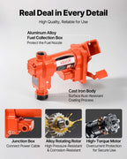 VEVOR Fuel Transfer Pump, 12V DC 76 L/min(20 GPM) 186W(1/4 HP) Diesel Pump, Extractor Pumps with Manual Nozzle, Discharge Hose and Suction Pipe, for Gasoline, Diesel, Kerosene, Ethanol-Methanol Blends & Biodiesel
