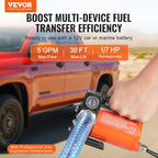 VEVOR Fuel Transfer Pump, 12V DC 19L/min(5.3 GPM) 75W(1/10 HP), Portable Electric Diesel Transfer Pump with Auto Shut-Off Fuel Nozzle, Long Inlet & Outlet Hose for Gasoline, Diesel, Kerosene, Methanol Blends