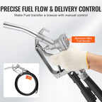 VEVOR Fuel Transfer Pump, 12V DC 19L/min(5.3 GPM) 75W(1/10 HP), Portable Electric Diesel Transfer Pump with Auto Shut-Off Fuel Nozzle, Long Inlet & Outlet Hose for Gasoline, Diesel, Kerosene, Methanol Blends