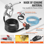 VEVOR Fuel Transfer Pump, 12V DC 19L/min(5.3 GPM) 75W(1/10 HP), Portable Electric Diesel Transfer Pump with Auto Shut-Off Fuel Nozzle, Long Inlet & Outlet Hose for Gasoline, Diesel, Kerosene, Methanol Blends