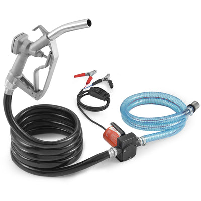 VEVOR Fuel Transfer Pump, 12V DC 19L/min(5.3 GPM) 75W(1/10 HP), Portable Electric Diesel Transfer Pump with Auto Shut-Off Fuel Nozzle, Long Inlet & Outlet Hose for Gasoline, Diesel, Kerosene, Methanol Blends