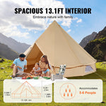 VEVOR Canvas Bell Tent, 4 Seasons 4 m/13.12 ft Yurt Tent, Canvas Tent for Camping with Stove Jack, Breathable Tent Holds up to 6 People, Family Camping Outdoor Hunting Party