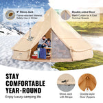 VEVOR Canvas Bell Tent, 4 Seasons 5 m/16.4 ft Yurt Tent, Canvas Tent for Camping with Stove Jack, Breathable Tent Holds up to 8 People, Family Camping Outdoor Hunting Party