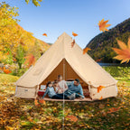 VEVOR Canvas Bell Tent, 4 Seasons 5 m/16.4 ft Yurt Tent, Canvas Tent for Camping with Stove Jack, Breathable Tent Holds up to 8 People, Family Camping Outdoor Hunting Party