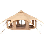 VEVOR Canvas Tent, 4 Seasons 5 m/16.4 ft Bell Tent, Canvas Tent for Camping with Stove Jack, Breathable Yurt Tent for up to 8 People, Family Camping Outdoor Hunting Party