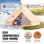 VEVOR Canvas Bell Tent, 4 Seasons 7 m/22.97 ft Yurt Tent, Canvas Tent for Camping with Stove Jack, Breathable Tent Holds up to 12 People, Family Camping Outdoor Hunting Party