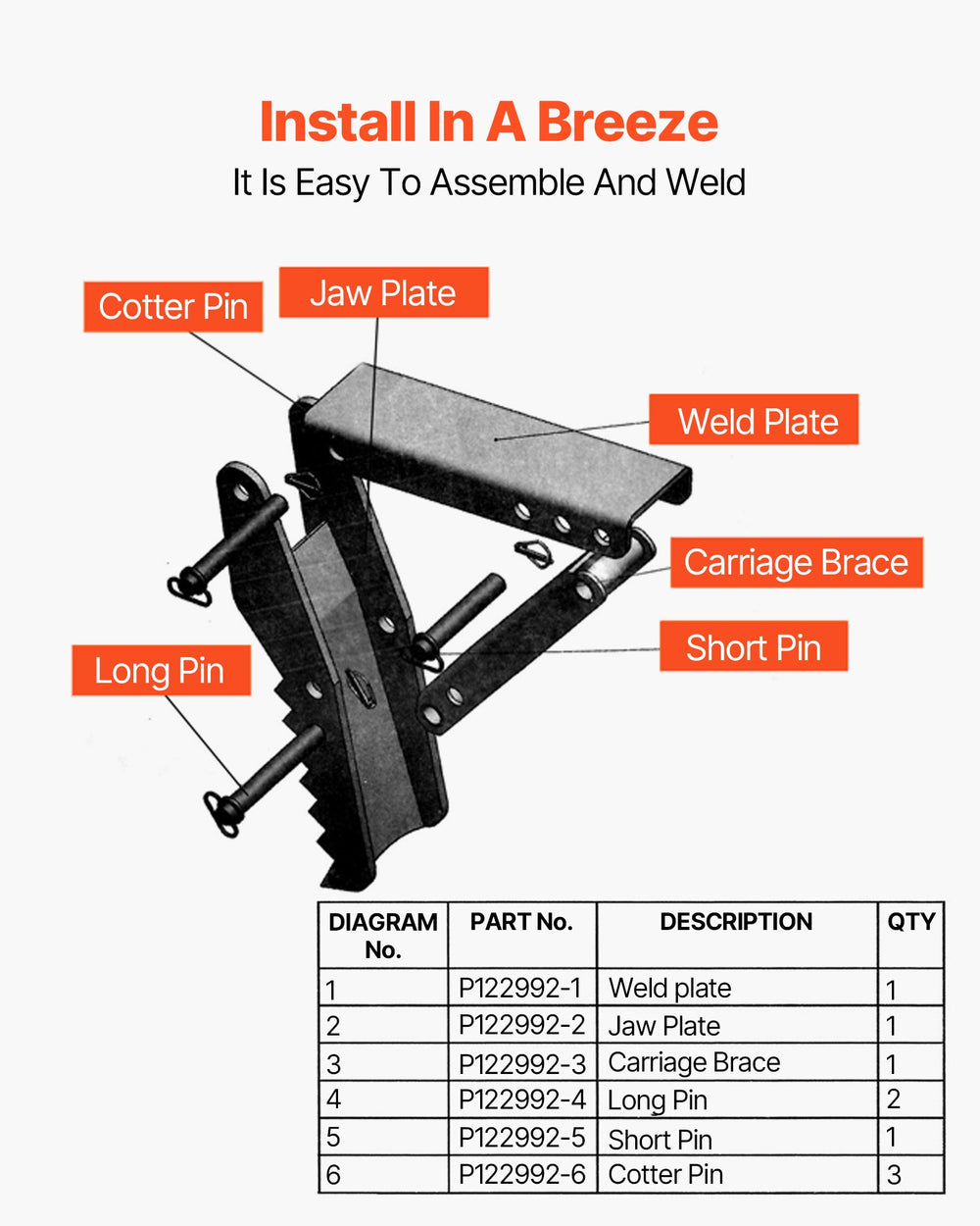 VEVOR Hydraulic Backhoe Thumb, 45.72 cm 12.70 mm Thickness Heavy Duty Excavator Thumb, Black Steel Weld On Thumb Attachments with Hydraulic Cylinder, Mechanical Hydraulic Thumb for Backhoe/Excavator