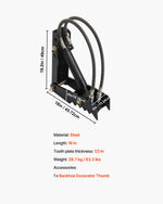 VEVOR Hydraulic Backhoe Thumb, 45.72 cm 12.70 mm Thickness Heavy Duty Excavator Thumb, Black Steel Weld On Thumb Attachments with Hydraulic Cylinder, Mechanical Hydraulic Thumb for Backhoe/Excavator