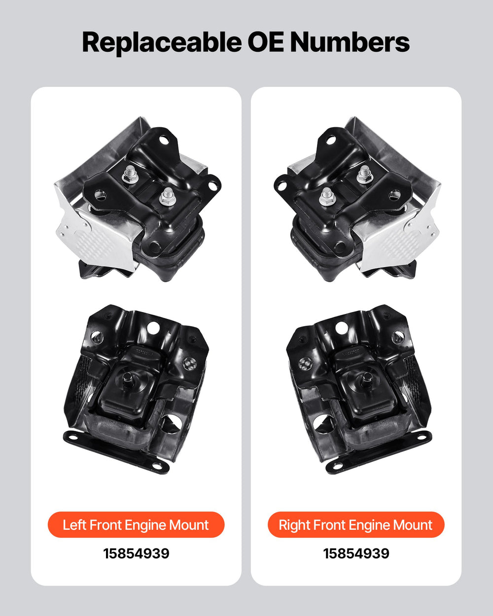 VEVOR Engine Motor Mount Kit Replacement, Set of 2, Compatible with 2007–2013 Chevrolet Silverado 1500 5.3L V8, Replace OE# A5365, A5365, Secure Support, Left and Right Front Mounts