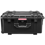 VEVOR 3.5 Cu.ft Weatherproof Hard Case, Waterproof Hard Case with Rolling Wheels & Retractable Pull Handle, IP67 Waterproof Protective Case with Clips, Padlock Holes, and Foam Inserted, Black (Large)