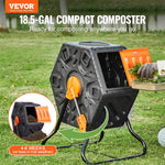 VEVOR Compost Bin, 70 L Small Composting Tumbler, Compact Single Rotating Chamber with Sliding Door and Steel Frame, BPA Free Composter Bin Tumbler for Garden, Kitchen, Yard, Outdoor
