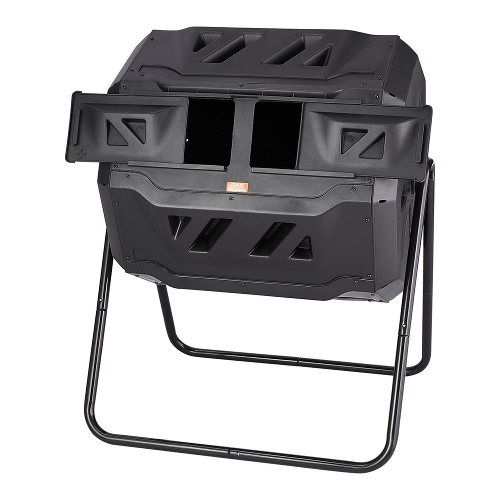 VEVOR Compost Bin, 162.8 L Dual Chamber Composting Tumbler, Large Tumbling Rotating Composter with 2 Sliding Doors and Steel Frame, BPA Free Composter Bin Tumbler for Garden, Kitchen, Yard, Outdoor