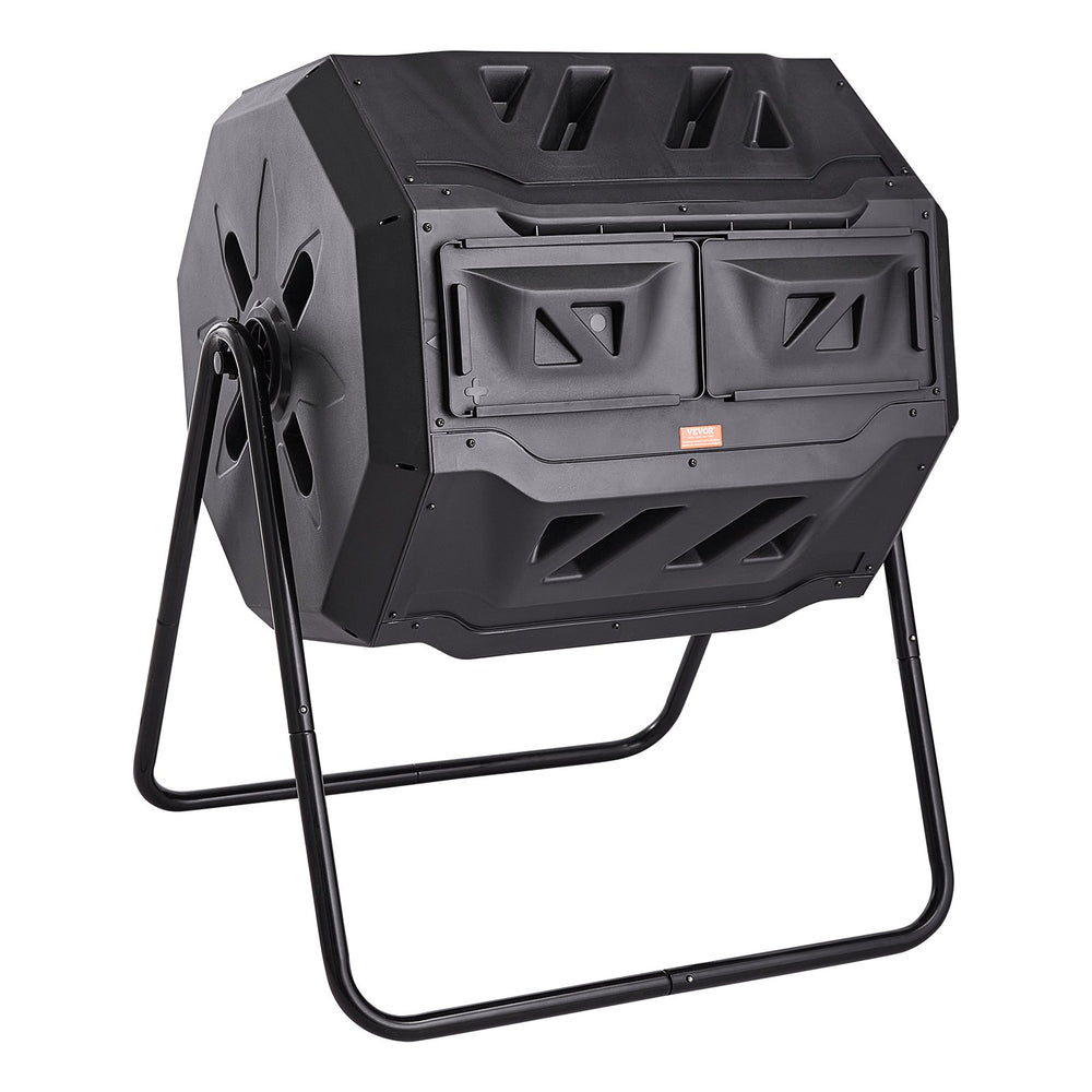 VEVOR Compost Bin, 162.8 L Dual Chamber Composting Tumbler, Large Tumbling Rotating Composter with 2 Sliding Doors and Steel Frame, BPA Free Composter Bin Tumbler for Garden, Kitchen, Yard, Outdoor