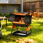 VEVOR Compost Tumbler, 200L Dual Chamber Outdoor Tumbling Composter with 2 Sliding Doors and Aeration System, Large Easy-Turn Fast Rotating Composting Bin for Outside, Garden, Kitchen, and Yard Waste
