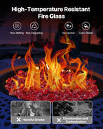 VEVOR Fire Glass, 10 LBS / 4.5 KG Smokeless & High-Temperature Resistant Fireplace Rocks, 3/4-Inch / 19.05 mm Reflective Firepit Glass Rock, High Luster Stone Landscaping for Fire Pit Table, Red