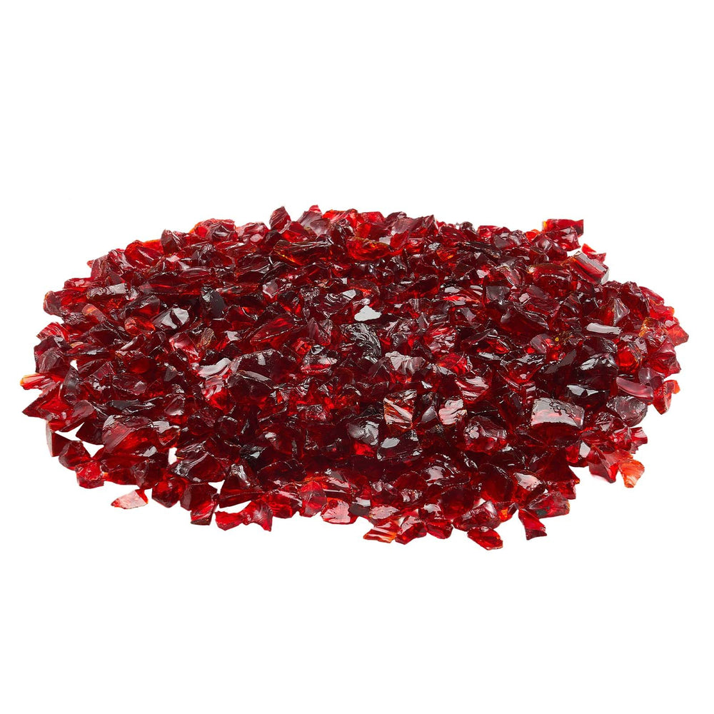 VEVOR Fire Glass, 10 LBS / 4.5 KG Smokeless & High-Temperature Resistant Fireplace Rocks, 3/4-Inch / 19.05 mm Reflective Firepit Glass Rock, High Luster Stone Landscaping for Fire Pit Table, Red