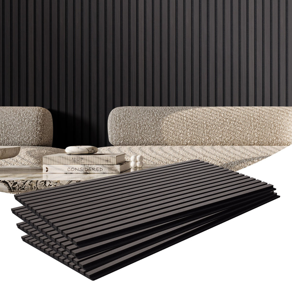 VEVOR Wood Slat Acoustic Panels, 23.6 x 47.2 inch, MDF Accent Wooden Wall Panels for Modern Interior Wall Decor, Faux Wood Wall Board Panels for Noise Reduction, Black Oak