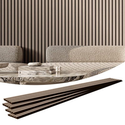 VEVOR Wood Slat Acoustic Panels, 7.9 x 94.5 inch, MDF Accent Wooden Wall Panels for Modern Interior Wall Decor, Faux Wood Wall Board Panels for Noise Reduction, Silver Wood