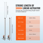 VEVOR Linear Actuator 12V, 20 Inch Waterproof IP65 Linear Actuator, 660lbs/3000N 0.19"/s Linear Motion Actuator with Mounting Bracket for Outdoor Use