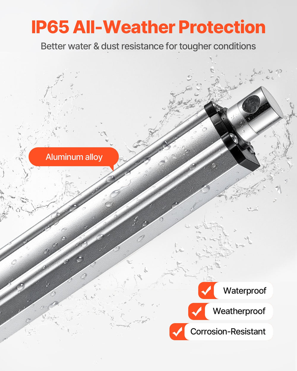 VEVOR 12V Linear Actuator, 1016mm Stroke IP65 Waterproof Linear Actuator, 3000N 5mm/s Motion Actuators with Mounting Bracket for Solar Trackers, Industrial Machinery, Door Opener