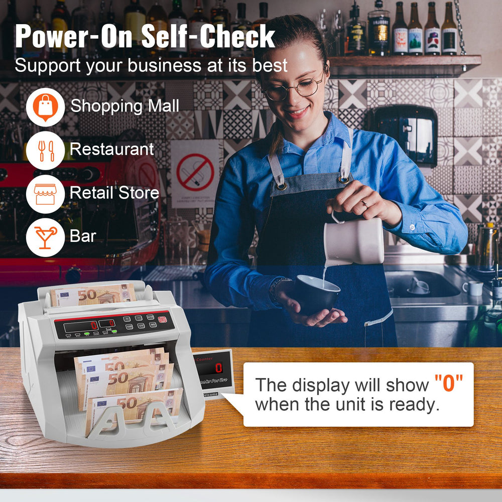 VEVOR Banknotes Counter With LED Display, Professional Note Counter With Counterfeit Detector, UV/MG, 1000 Bills/Minute, Counts Only Number of Sheets